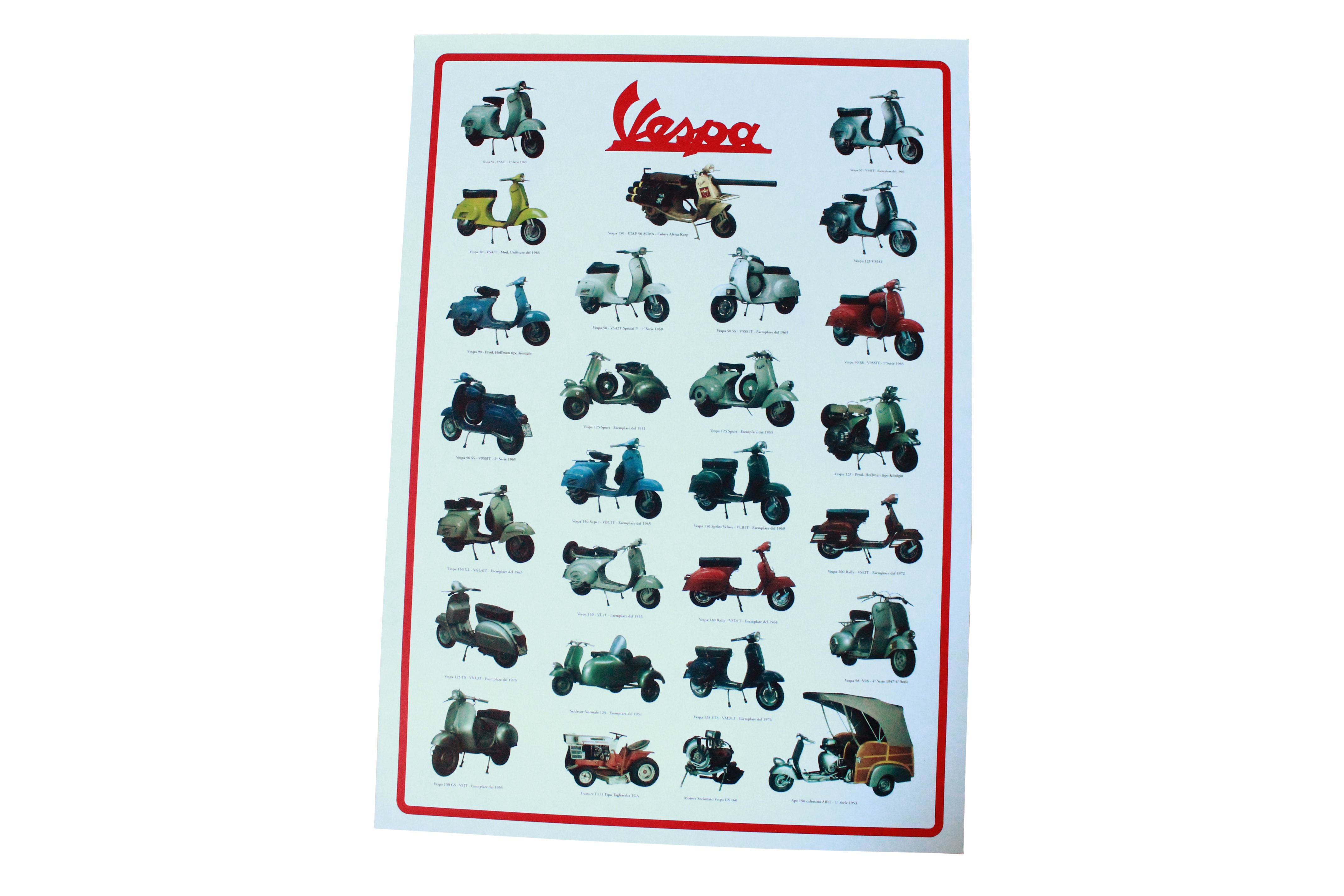 Poster Vespa Scritta Rossa